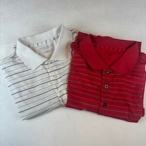 Nicklaus Golf Polo Lot of 2 Men's Shirts Striped Moisture Wicking Athletic Large